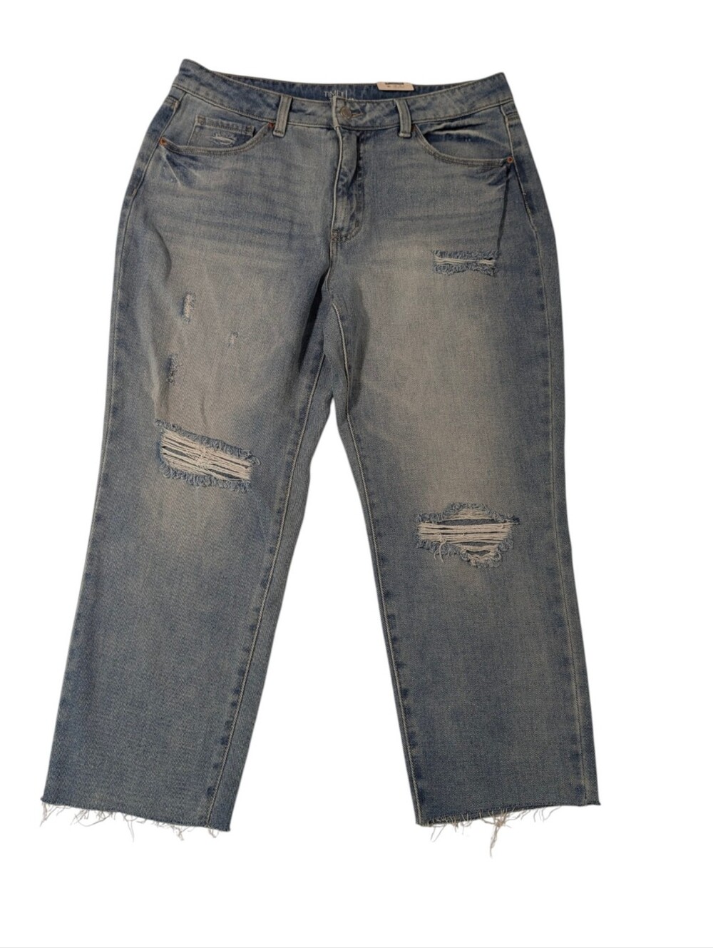 Time and Tru High Rise Light Wash Straight Crop Jeans Size 16